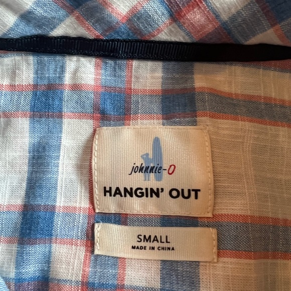 Johnnie-O Button Down Shirt Small Plaid linen Hangin' Out - Picture 2 of 6